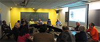 Discussion during an during a Intermediate SIG session, seen here in Room 012 of Robertson Hall.