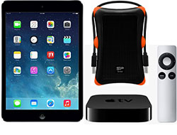 Apple's iPad mini with Retina Display, Silicon Power A30, and Apple TV with Remote