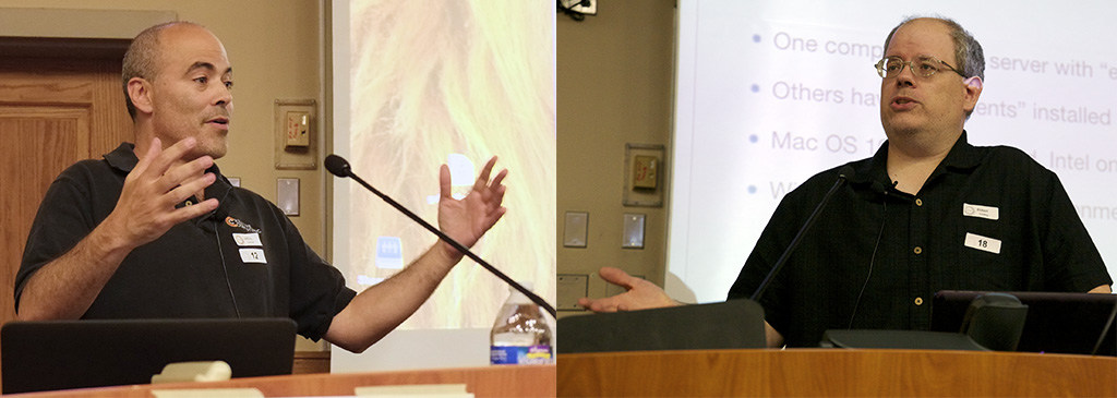 Jeff Gorman at the September 2015 PMUG meeting, and Rob Golding at the September 2014 PMUG meeting — Photos by Michael Blank