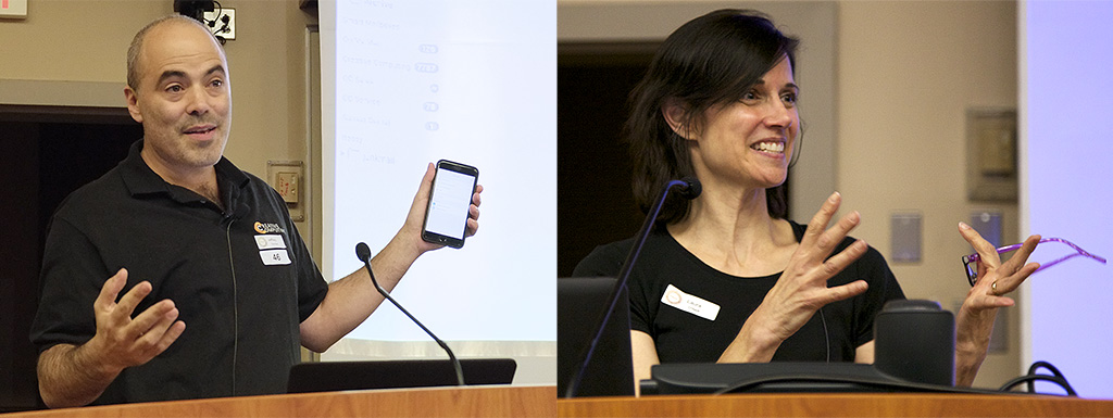 Jeff Gorman at PMUG's February 2016 meeting, and <b>Laura O'Neill at the June 2012 meeting. Photos by Michael Blank